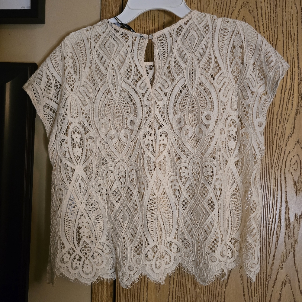 Zara Cream Lace Women's Top - Picture 4 of 6